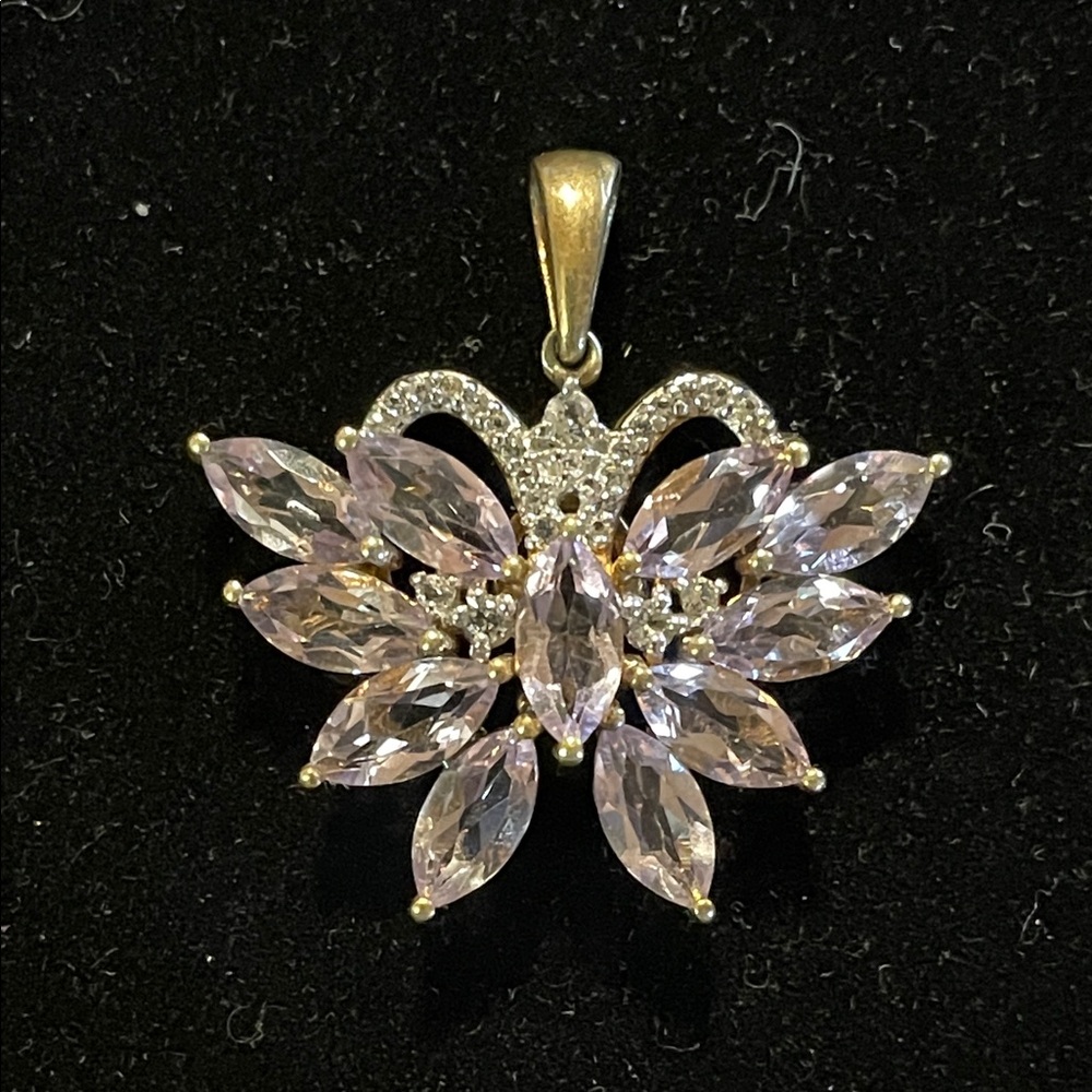 Sterling Silver Butterfly with Rose de France Amethyst pendant